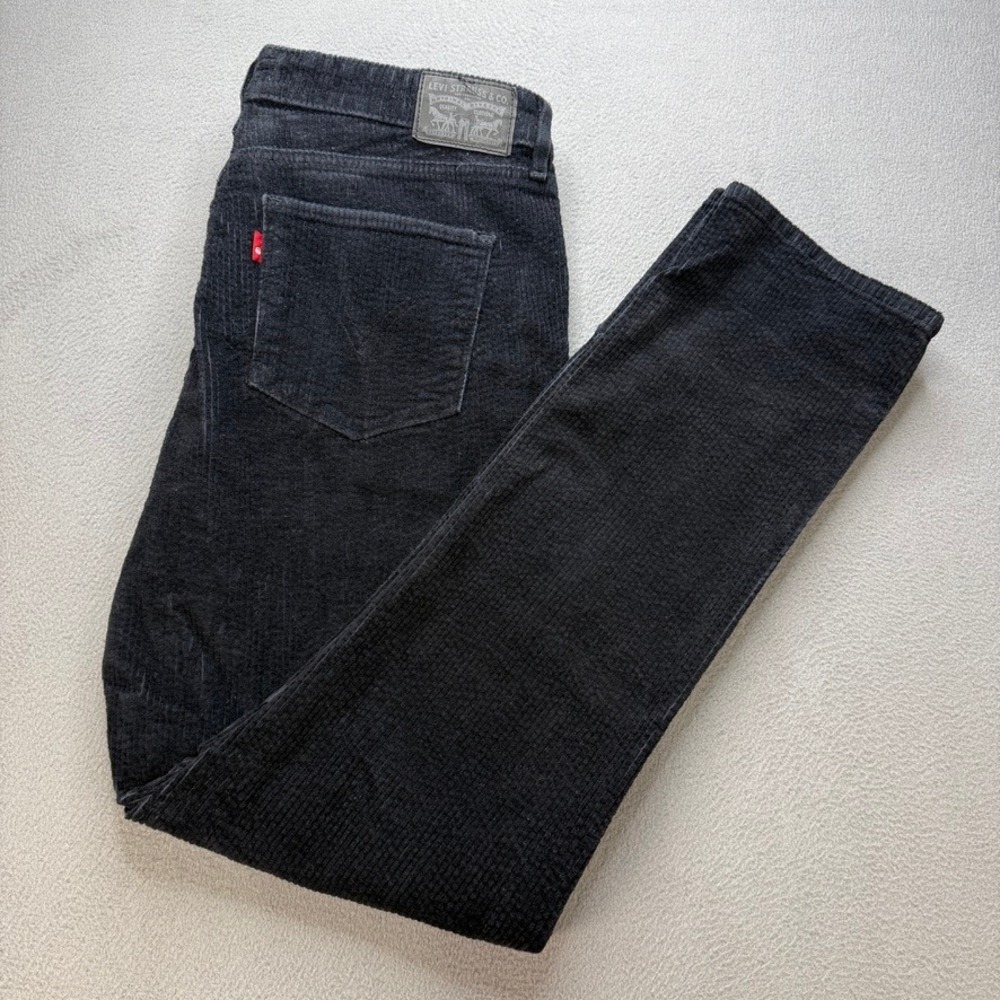 Levis Classic Mid Rise Skinny Corduroy Pants Womens 31 Black Stretch Casual Work